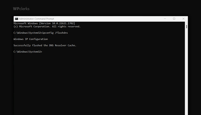 flushing dns cache using command prompt