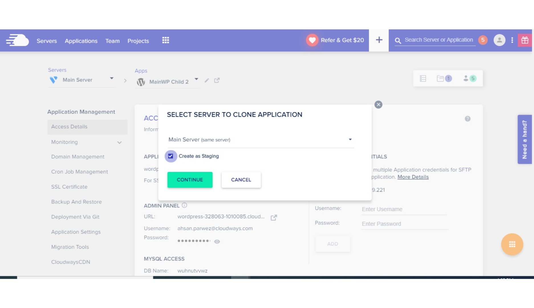 Cloudways Hosting sites' Staging Feature